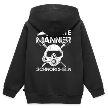 ECHTE MÄNNER SCHNORCHELN - Kinder Premium Organic Zip Hoodie - Schwarz - Hinten - AI Model Kid Male (0cm)