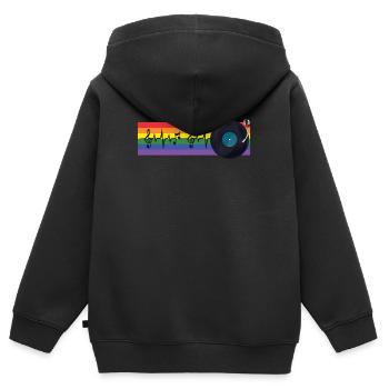 Regenbogen LGBT Queer DJ Homosexuell Bi Lesben Homosexuell - Kinder Premium Organic Zip Hoodie - Schwarz - Hinten - AI Model Kid Male (0cm)
