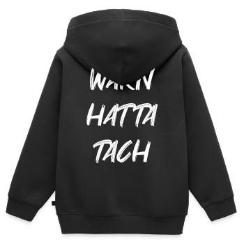 Warn hata Tach - Kinder Premium Organic Zip Hoodie - Schwarz - Hinten - AI Model Kid Male (0cm)