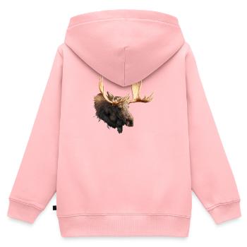 Elch - Kinder Premium Organic Zip Hoodie - Rosa - Hinten - AI Model Kid Female (0cm)