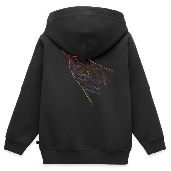 Huhn - Kinder Premium Organic Zip Hoodie - Schwarz - Hinten - AI Model Kid Male (0cm)