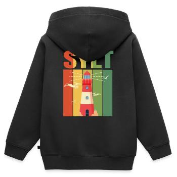 Sylt - Sweat Premium à capuche zippé enfant bio - noir - Dos - AI Model Kid Male (0cm)