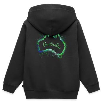 Australien - Kinder Premium Organic Zip Hoodie - Schwarz - Hinten - AI Model Kid Male (0cm)