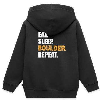EAT SLEEP BOULDER REPEAT Climbing Climbing Wall - Kids Premium Organic Zip-up Hoodie - black - Back - AI Model Kid Male (0cm)