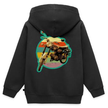 Simmi S51 DDR Moped im Retro used look - Kinder Premium Organic Zip Hoodie - Schwarz - Hinten - AI Model Kid Male (0cm)