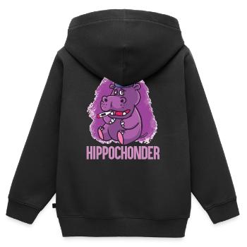Hypchonder Nilpferd Hippochonder Krank Lustig - Kinder Premium Organic Zip Hoodie - Schwarz - Hinten - AI Model Kid Male (0cm)