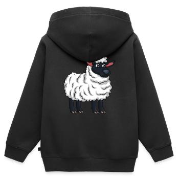Cartoon Schaaf Alpaka - Kinder Premium Organic Zip Hoodie - Schwarz - Hinten - AI Model Kid Male (0cm)