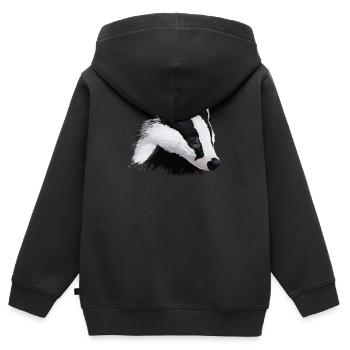 Blaireau - Sweat Premium à capuche zippé enfant bio - noir - Dos - AI Model Kid Male (0cm)