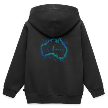 Australien - Kinder Premium Organic Zip Hoodie - Schwarz - Hinten - AI Model Kid Male (0cm)