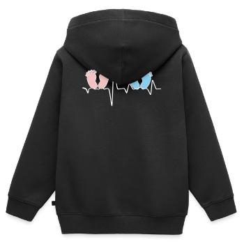 Heartbeat EKG twin mother twin père tea - Sweat Premium à capuche zippé enfant bio - noir - Dos - AI Model Kid Male (0cm)