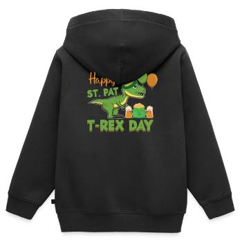 T-Rex de la Saint-Patrick - Sweat Premium à capuche zippé enfant bio - noir - Dos - AI Model Kid Male (0cm)