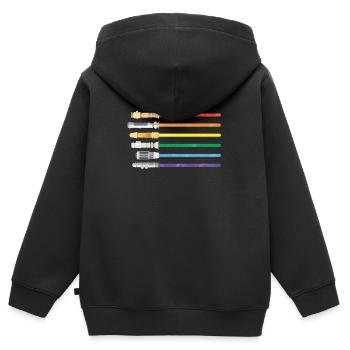Lichtschwert Regenbogen Homosexuell Stolz Lesben LGBT - Kinder Premium Organic Zip Hoodie - Schwarz - Hinten - AI Model Kid Male (0cm)