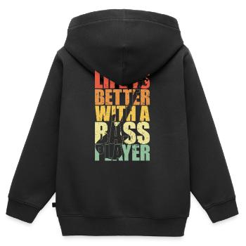 Bass Player Gift LIFE IS BETTER WITH A BASS PLAYER - Kinder Premium Organic Zip Hoodie - Schwarz - Hinten - AI Model Kid Male (0cm)