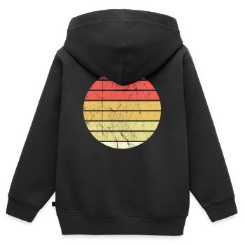 Cercle de fond vintage rétro - Sweat Premium à capuche zippé enfant bio - noir - Dos - AI Model Kid Male (0cm)