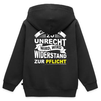 Protestshirt gegen Einschränkung der Grundrechte - Kinder Premium Organic Zip Hoodie - Schwarz - Hinten - AI Model Kid Male (0cm)