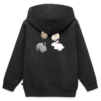 Rabbits Frends - Kids Premium Organic Zip-up Hoodie - black - Back - AI Model Kid Male (0cm)