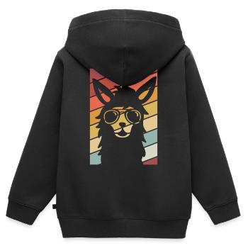 Lama Retro Sommer Design - Kinder Premium Organic Zip Hoodie - Schwarz - Hinten - AI Model Kid Male (0cm)