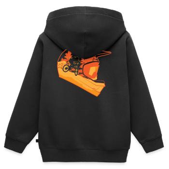 Downhill Helm Mountainbike - Kinder Premium Organic Zip Hoodie - Schwarz - Hinten - AI Model Kid Male (0cm)