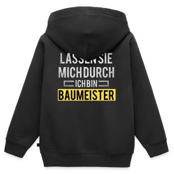 Lass mich durch ich bin Baumeister Berufe Handwerk - Kinder Premium Organic Zip Hoodie - Schwarz - Hinten - AI Model Kid Male (0cm)