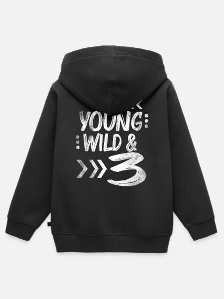 Wild Birthday Drei Kinder T-shirt zum 3 Geburtstag - Kinder Premium Organic Zip Hoodie - Schwarz