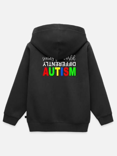 Autist, Autismus - Premium børne zip-hættetrøje økologisk - sort