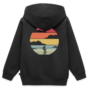 Design rétro monocycle monocycle - Sweat Premium à capuche zippé enfant bio - noir - Dos - AI Model Kid Male (0cm)