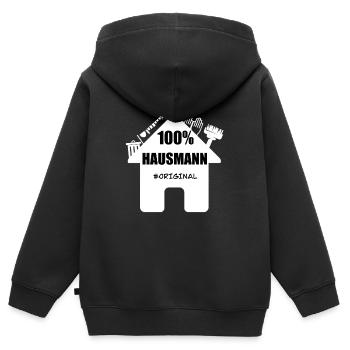 Hausmann Original Geschenkidee Vaterschaft Lustig - Kinder Premium Organic Zip Hoodie - Schwarz - Hinten - AI Model Kid Male (0cm)