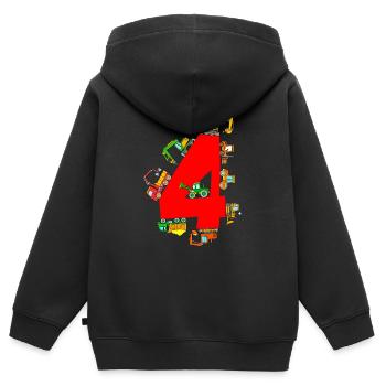 Bagger 4. Geburtstag Baustelle 4 Jahre Fahrzeuge - Kinder Premium Organic Zip Hoodie - Schwarz - Hinten - AI Model Kid Male (0cm)