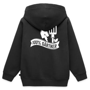 100% GÄRTNER - Kinder Premium Organic Zip Hoodie - Schwarz - Hinten - AI Model Kid Male (0cm)