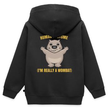 Wombat Marsupial Forest Safari Gift - Sweat Premium à capuche zippé enfant bio - noir - Dos - AI Model Kid Male (0cm)