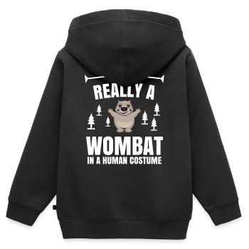 Wombat Beuteltier Australien Geschenk - Kinder Premium Organic Zip Hoodie - Schwarz - Hinten - AI Model Kid Male (0cm)
