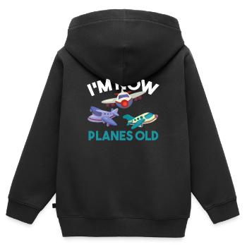 3.Geburtstag Junge Drei Flugzeuge Kinder Geschenk - Kinder Premium Organic Zip Hoodie - Schwarz - Hinten - AI Model Kid Male (0cm)