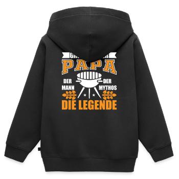 Grillmeister Papa Grillen Grillsaison Geschenk - Kinder Premium Organic Zip Hoodie - Schwarz - Hinten - AI Model Kid Male (0cm)