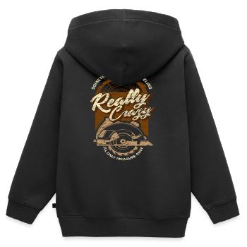 Scie circulaire de charpentier - Sweat Premium à capuche zippé enfant bio - noir - Dos - AI Model Kid Male (0cm)