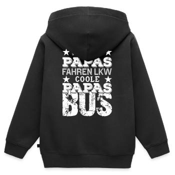 COOLE PAPAS FAHREN BUS - Kinder Premium Organic Zip Hoodie - Schwarz - Hinten - AI Model Kid Male (0cm)