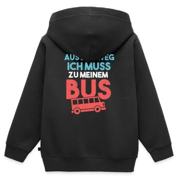 AUS DEM WEG ICH MUSS ZU MEINEM BUS - Kinder Premium Organic Zip Hoodie - Schwarz - Hinten - AI Model Kid Male (0cm)
