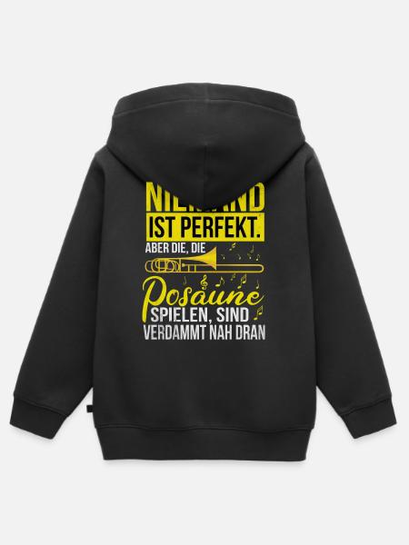 Posaune - Kinder Premium Organic Zip Hoodie - Schwarz