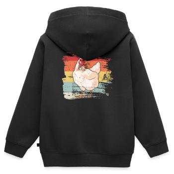 Poulet rétro - Sweat Premium à capuche zippé enfant bio - noir - Dos - AI Model Kid Male (0cm)