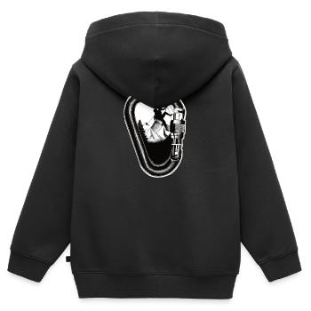 Alpinistes bouldering - Sweat Premium à capuche zippé enfant bio - noir - Dos - AI Model Kid Male (0cm)