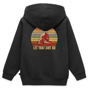 méditation lâchez la merde lâchez la merde L - Sweat Premium à capuche zippé enfant bio - noir - Dos - AI Model Kid Male (0cm)