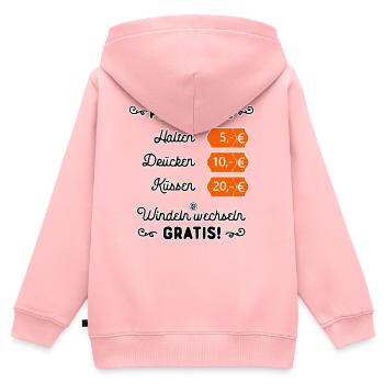 Preisliste Halten Drücken Küssen Windeln Gratis - Kinder Premium Organic Zip Hoodie - Rosa - Hinten - AI Model Kid Female (0cm)
