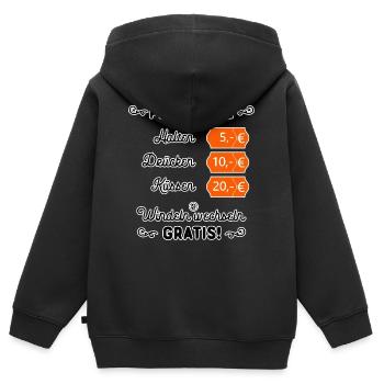 Preisliste Halten Drücken Küssen Windeln Gratis - Kinder Premium Organic Zip Hoodie - Schwarz - Hinten - AI Model Kid Male (0cm)