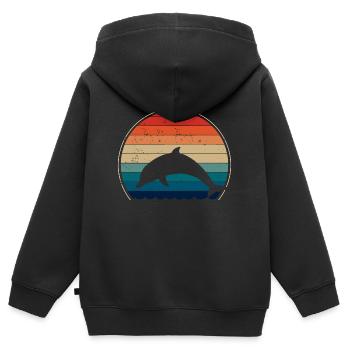 Delfin Delfine retro - Kinder Premium Organic Zip Hoodie - Schwarz - Hinten - AI Model Kid Male (0cm)