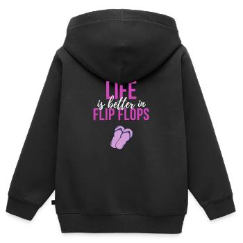Flip Flops Leben - Kinder Premium Organic Zip Hoodie - Schwarz - Hinten - AI Model Kid Male (0cm)