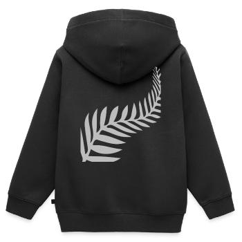 Plumes de plumes maories - Sweat Premium à capuche zippé enfant bio - noir - Dos - AI Model Kid Male (0cm)