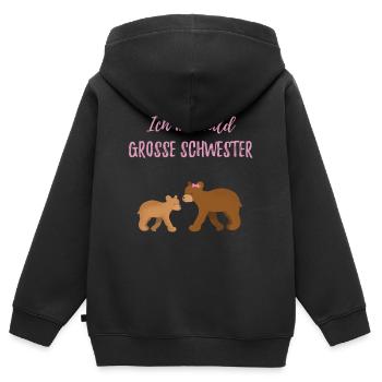 Bald grosse Schwester / werde große Schwester - Kinder Premium Organic Zip Hoodie - Schwarz - Hinten - AI Model Kid Male (0cm)