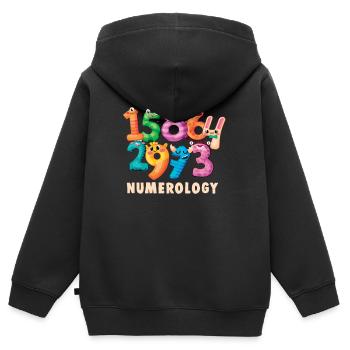 Numéros de diseuse de bonne aventure Numérologie Fortune - Sweat Premium à capuche zippé enfant bio - noir - Dos - AI Model Kid Male (0cm)