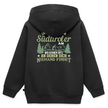 Südtiroler Südtirolerin Südtirol Geschenk - Kinder Premium Organic Zip Hoodie - Schwarz - Hinten - AI Model Kid Male (0cm)