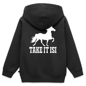 Islandpferd Tölt Westernpferd - Kinder Premium Organic Zip Hoodie - Schwarz - Hinten - AI Model Kid Male (0cm)