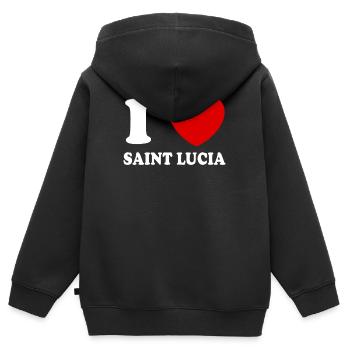 J'aime sainte lucie - Sweat Premium à capuche zippé enfant bio - noir - Dos - AI Model Kid Male (0cm)